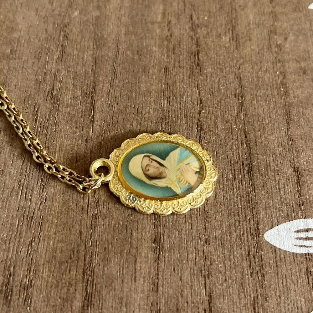 Our Lady Guadalupe Medal Gold Plated Pendant Chain Necklace Mexico Religious
